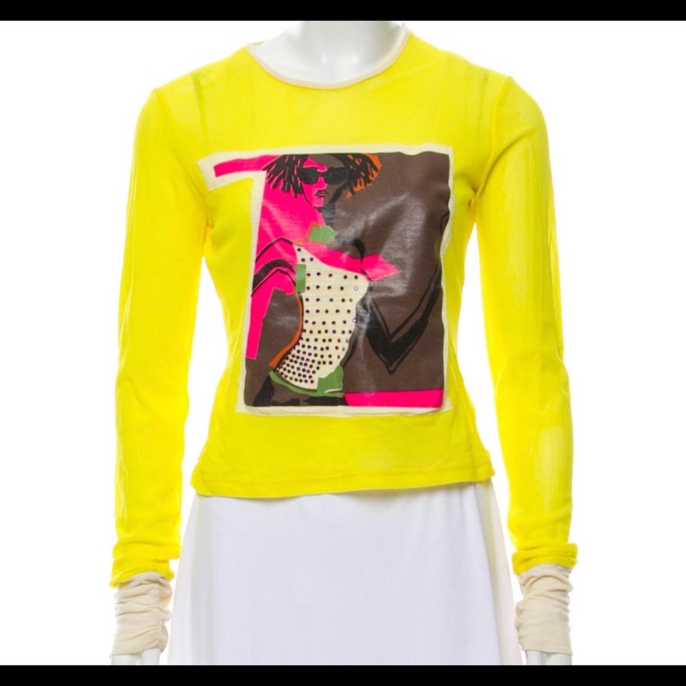 Pre owner Versace Jeans mesh Graphics Print top